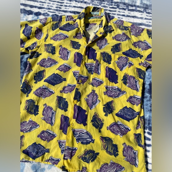 Vintage 90s Basic Elements Button Down funky Shirt Medium on trend oversized fit - Picture 7 of 9